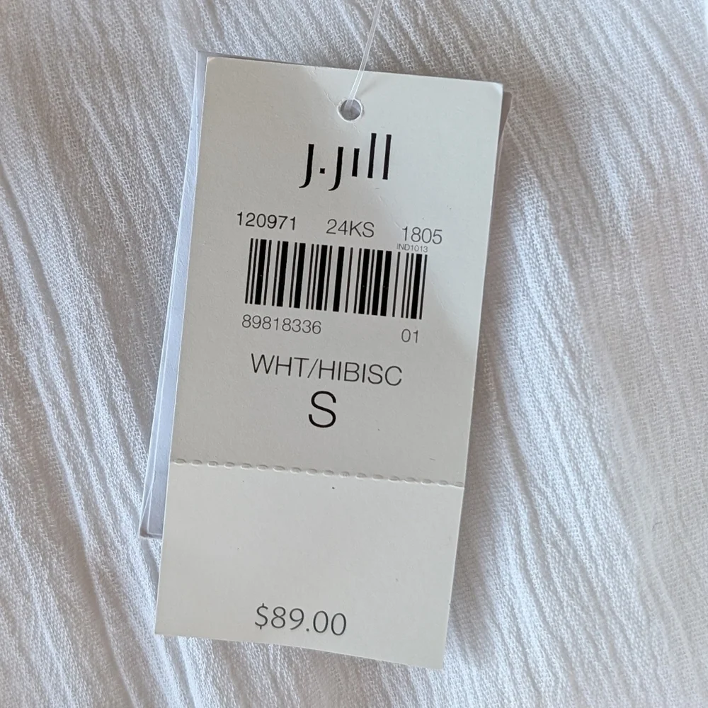 J.Jill Women’s white with red Tribal accents blouse Size Small - Picture 6 of 8